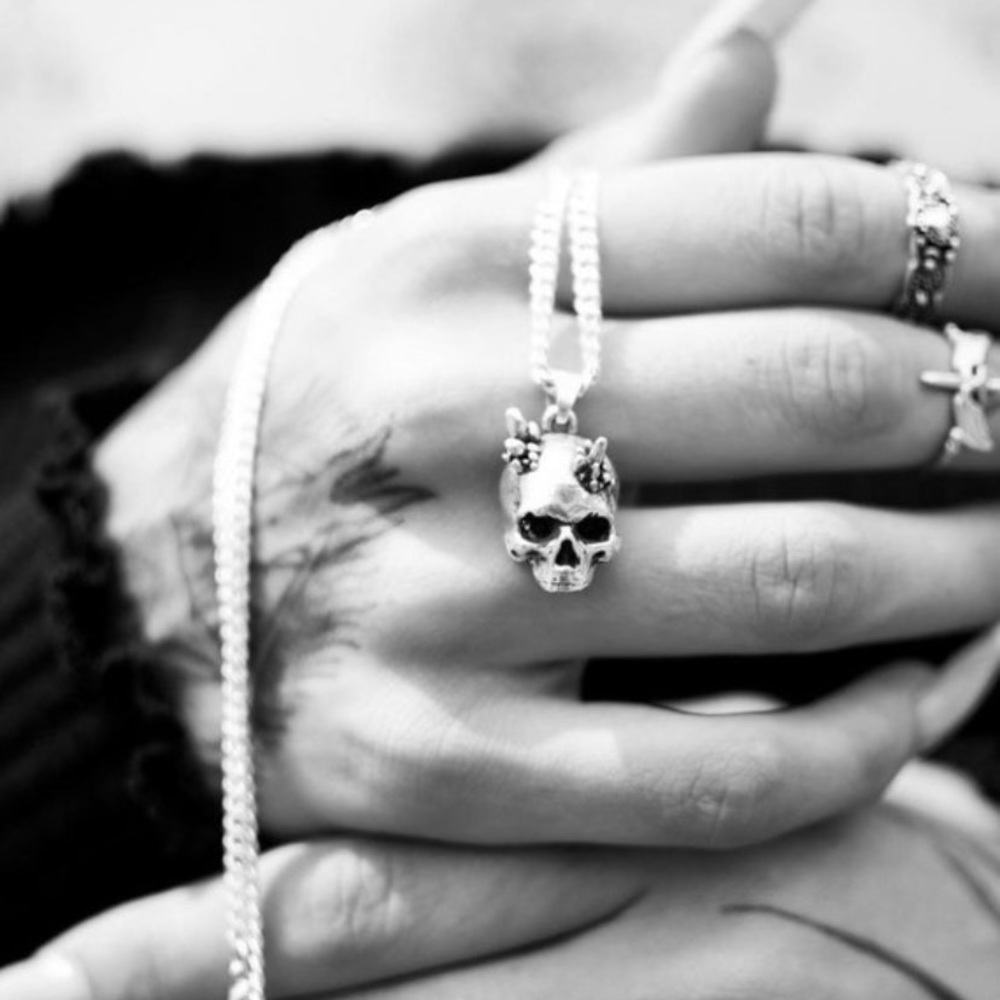 Sterling silver skull necklace